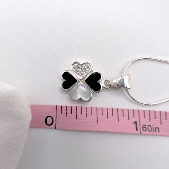 .925 Sterling Silver Clover Cz Necklace - Picture 8 of 17